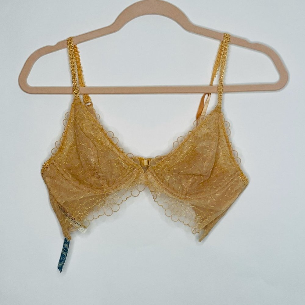 Free People Lucia Underwire Lace Bra Bralette Wheat Sunset 34B - Picture 3 of 4